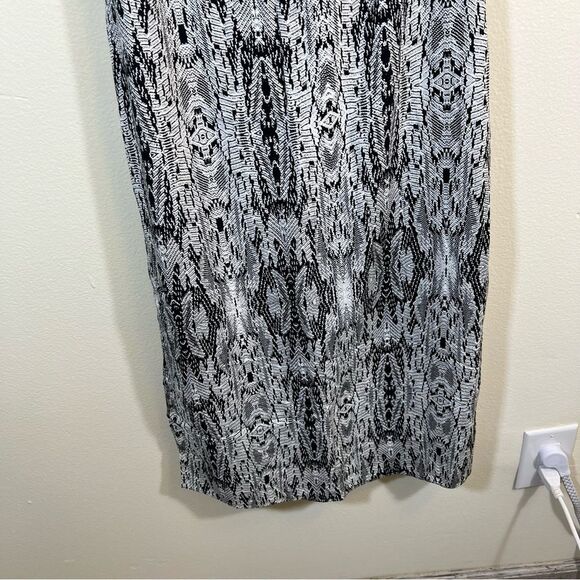 Rebecca Minkoff Black and White Erika Snakeskin Midi Dress 2 - Picture 5 of 15